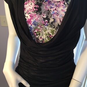 Women’s dots Black Multi Color Front Blouse Size M